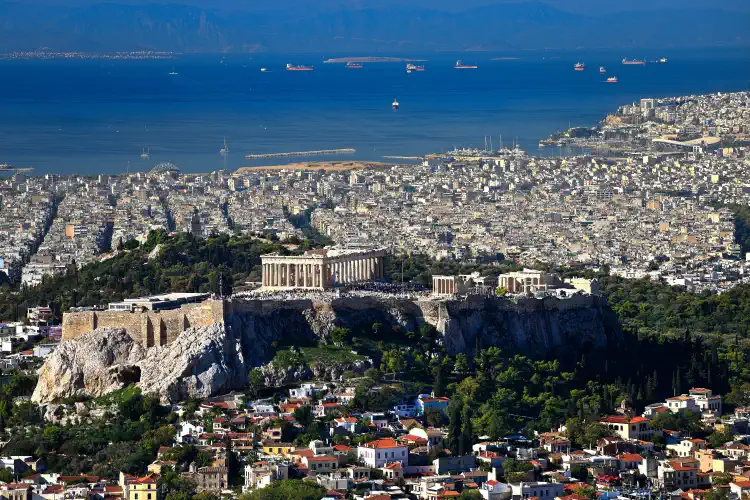Greece, Athens, Acropolis from Lycabettus Hill