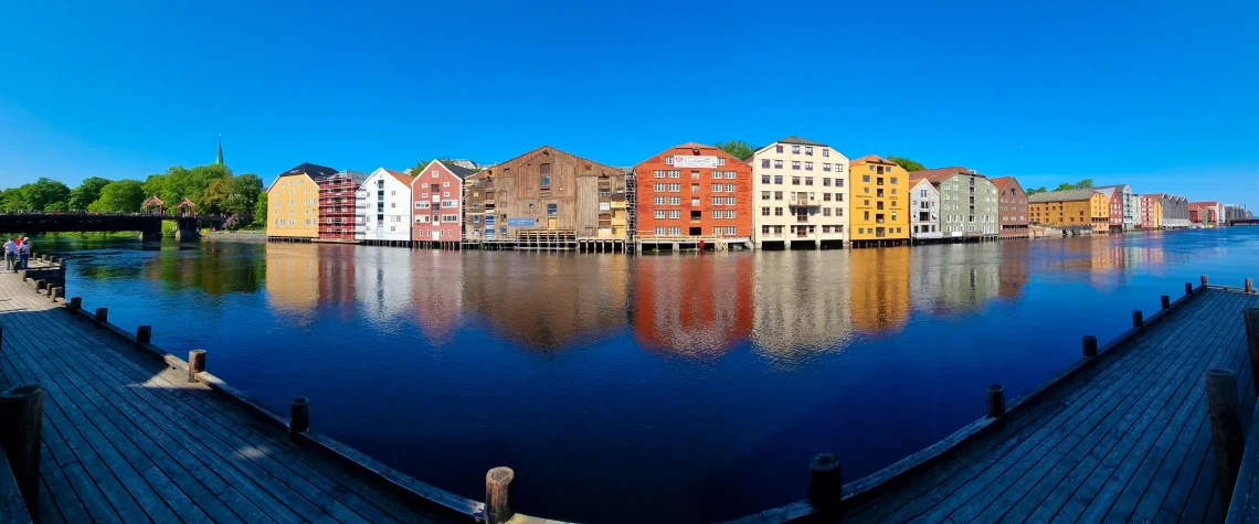 Norway, Trondheim, River Nidelva Waterfront