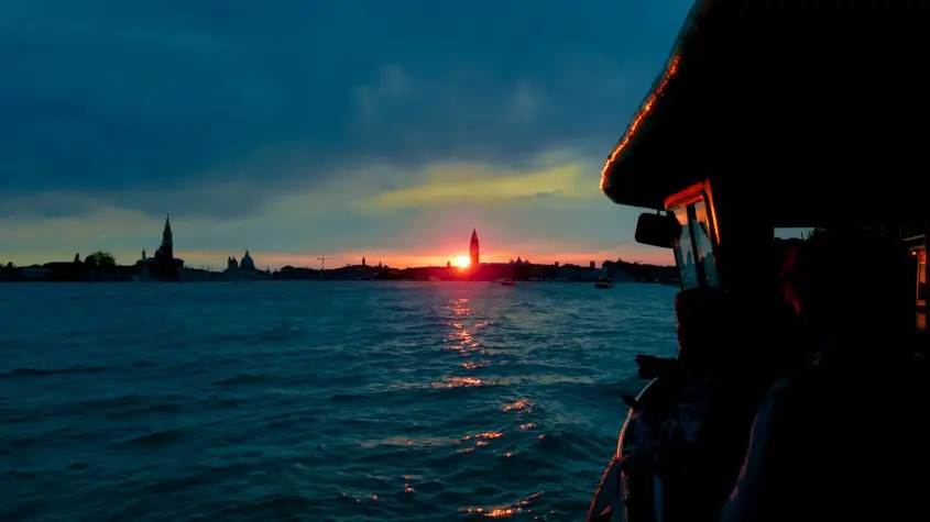 Italy, Venice, Sunset over the lagoon