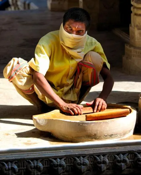 India, Rajasthan, Monk, Jain temple, Ranakpur