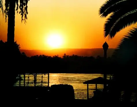 Egypt, Luxor, Sunset over the Nile