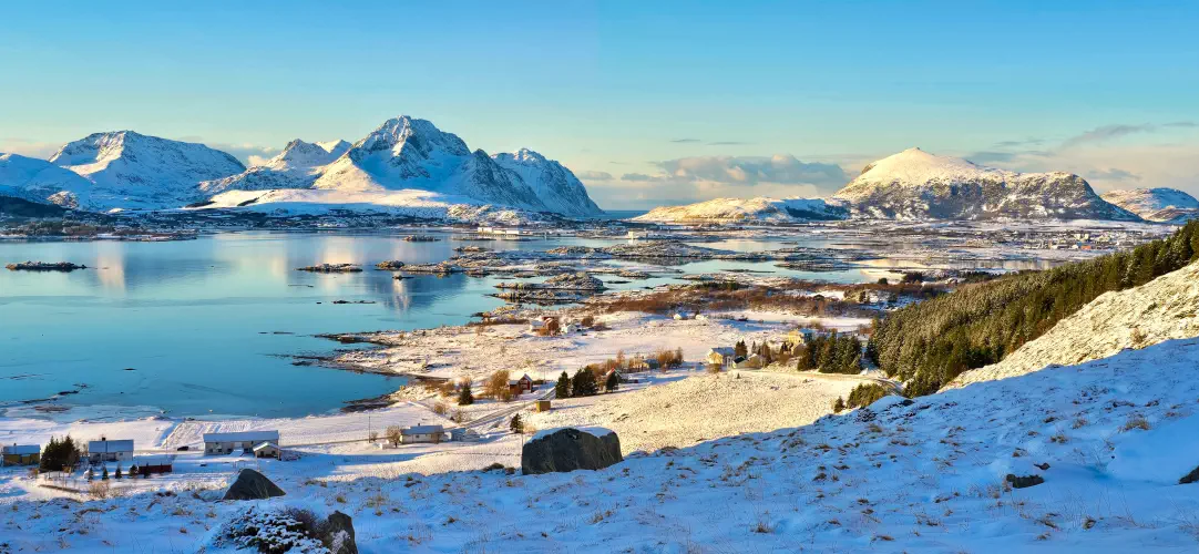 Norway, Leknes, Gudinnegrava viewpoint
