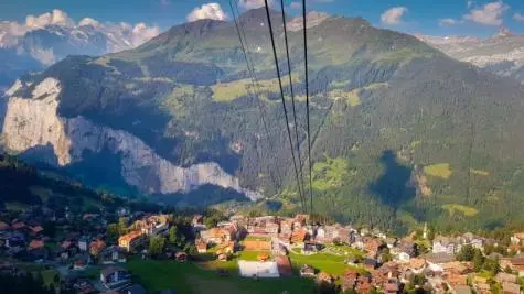 Switzerland, Wengen, View from the cable car