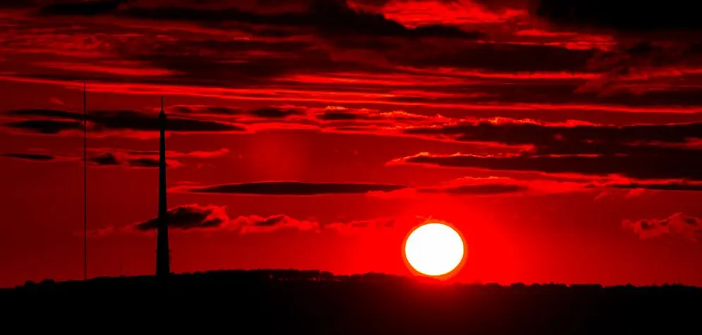 Yorkshire, Emley Moor, Sunset