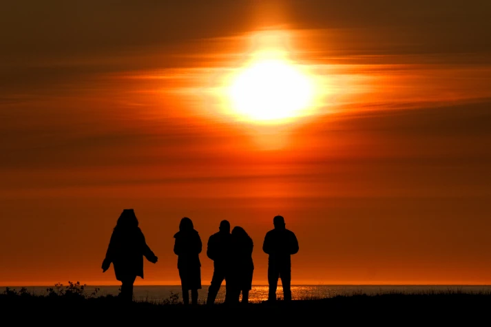 Norway, Vinjestranda, Midnight sun, Gimsoy beach